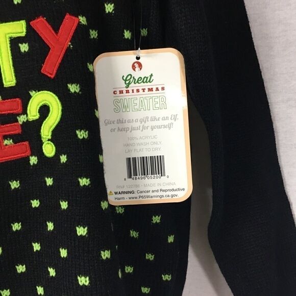 Merry Christmas sweater black green red Medium NWT all embroidered - Picture 3 of 4